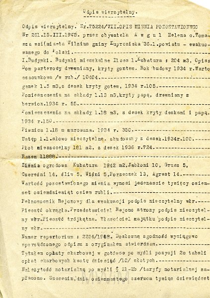 KKE 5792.jpg - Dok. Odpis wierzytelny aktu notarialnego notariusza Leona Jaworskiego dotyczący pozostawionego mienia w Wilnie w 1945 r., Szczecin, 18 VI 1948 r.